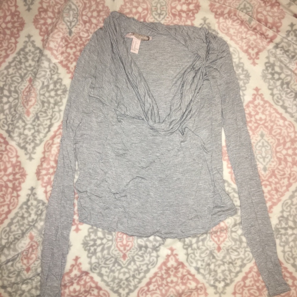 grey slouchy neck sweater